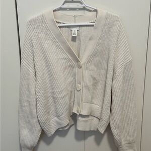 H&M Cream Button-Up Cardigan light stain